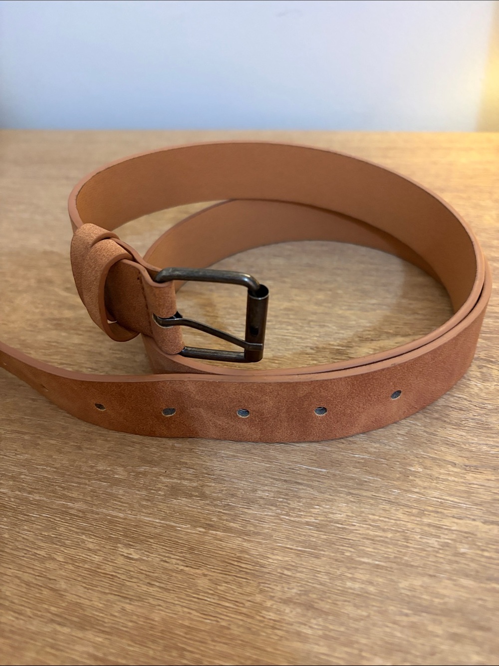 Men's Faux Leather Belt in Tan with Metal Buckle